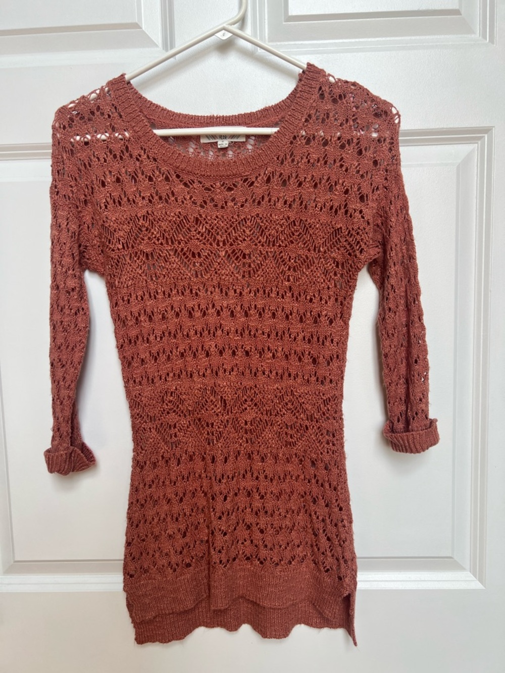 Pink Rose Open Weave Tunic in Rust Pink